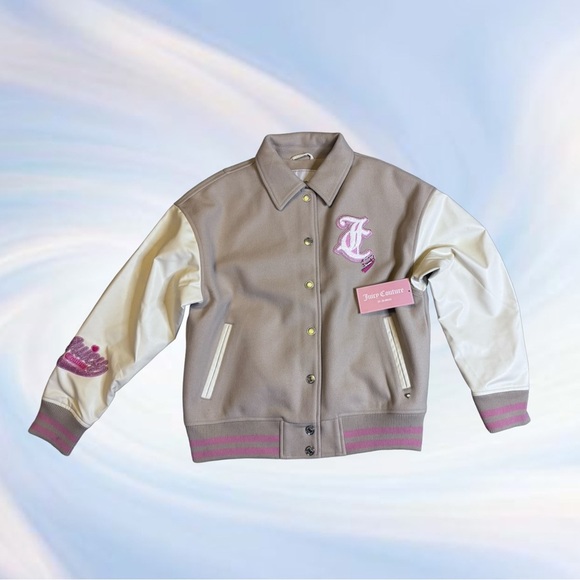 Juicy Couture Convertible Collar Varsity Jacket with Embellishments Size XL NWT - Picture 6 of 11